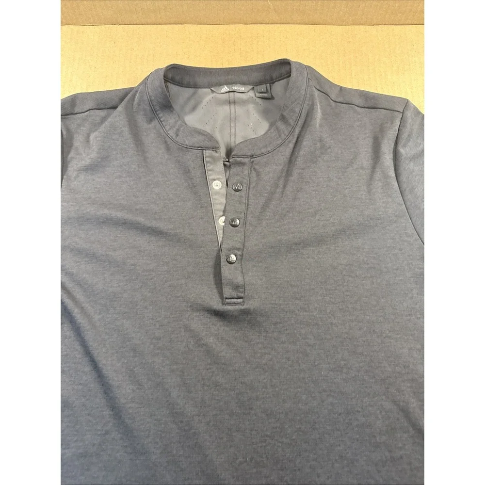 Adidas Adicross Henley Shirt Mens Large Black Long Sleeve Golf Performance Fit